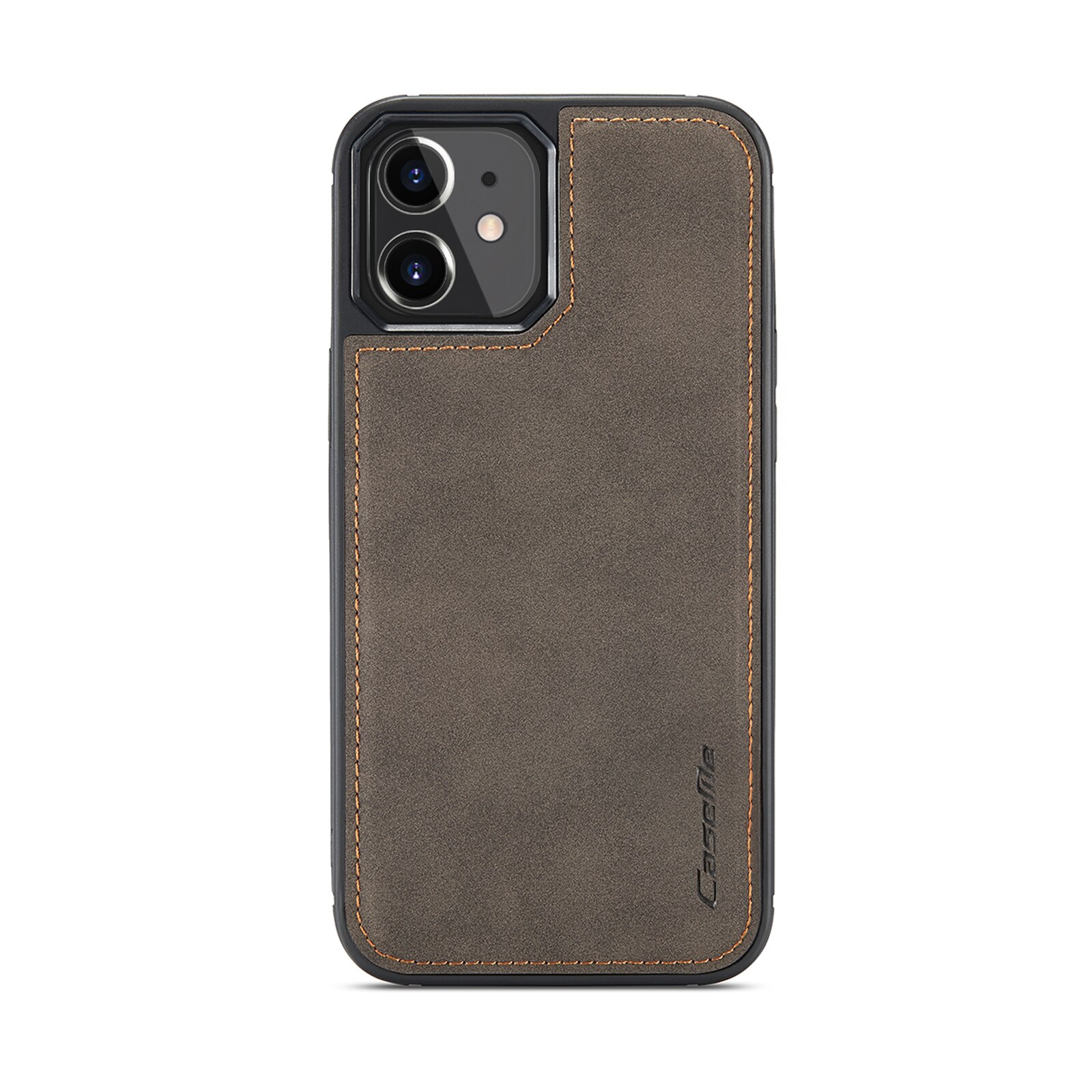 Husa iPhone 11, CaseMe, slim piele, tip back cover, textura catifelata, Maro coffee