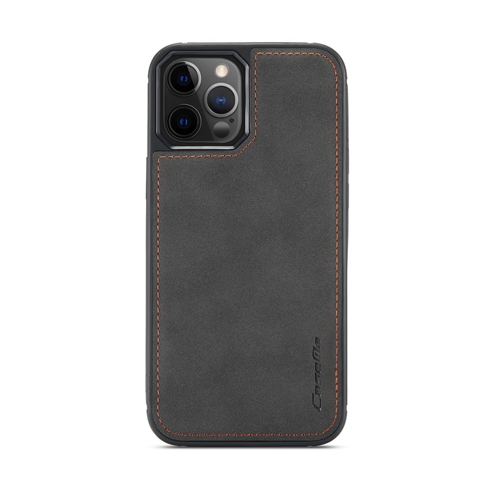 Husa pentru iPhone 11 Pro Max, CaseMe, slim piele, tip back cover, textura catifelata, Negru