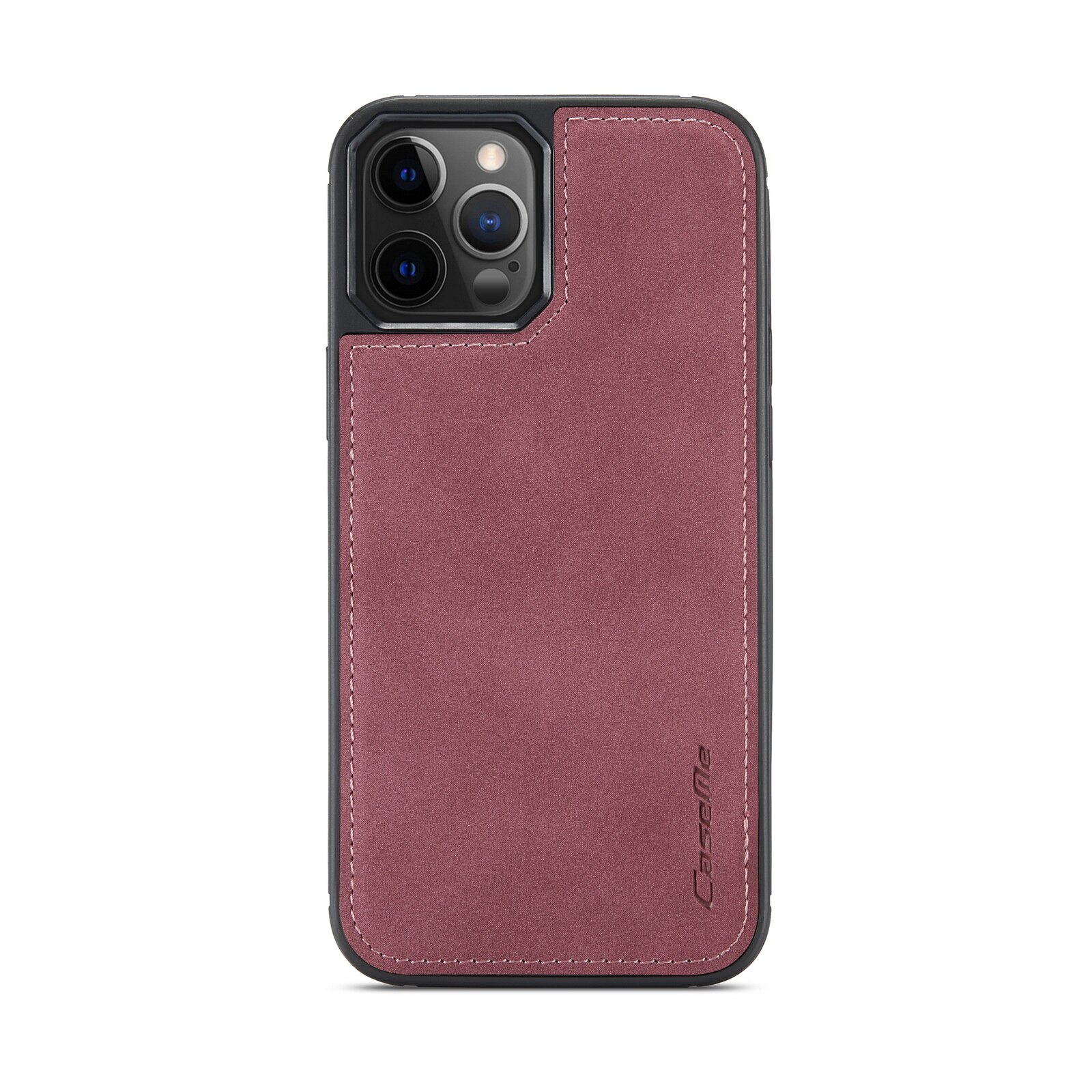 Husa iPhone 11 Pro Max, CaseMe, slim piele, tip back cover, textura catifelata, Visiniu