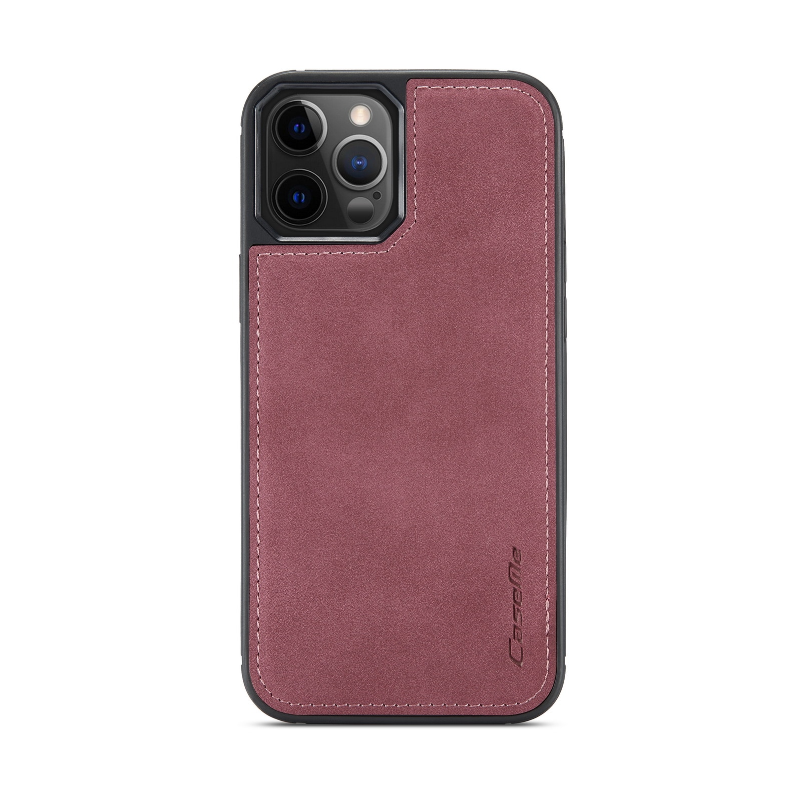 Husa iPhone 11 Pro, CaseMe, slim piele, tip back cover, textura catifelata, Visiniu