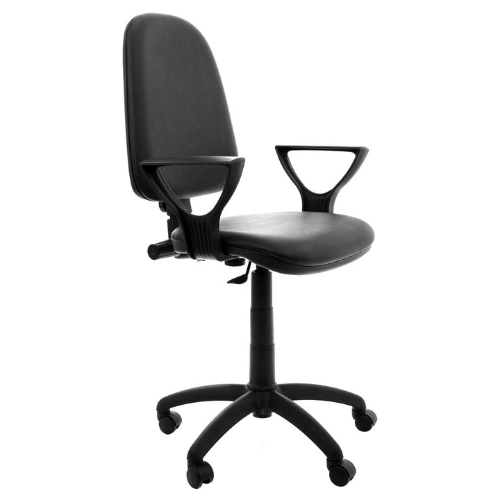 YANA LX Ергономичен офис стол, въртящ се, имитация на кожа, черно скай