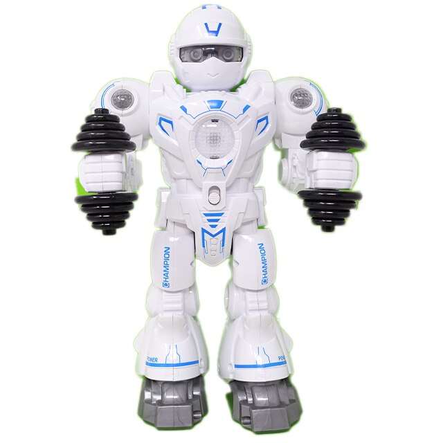 Robot Atlet Salamandra Kids cu Lumini si Muzica, Gantere de Antrenament, Alb