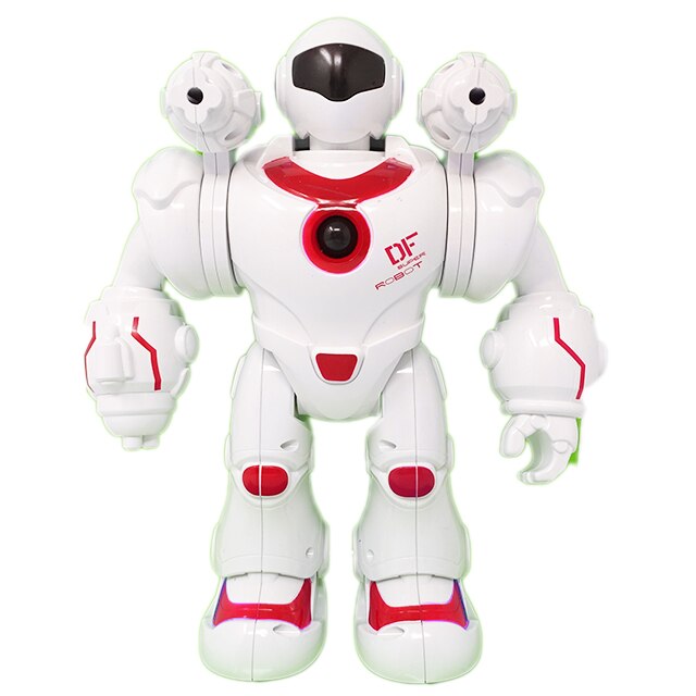 Robot inteligent Salamandra Kids, Trage cu Sageti, Efecte Luminoase si Sonore, Alb cu Rosu, 24 cm