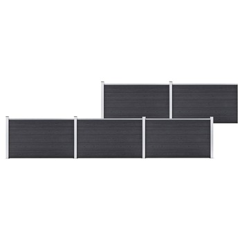 Set 29 panouri de gard cu 6 stalpi, vidaXL, Lemn compozit/Aluminiu, 872 x 106 cm, Gri Set 29 panouri de gard cu 6 stalpi, vidaXL, Lemn compozit/Aluminiu, 872 x 106 cm, Gri