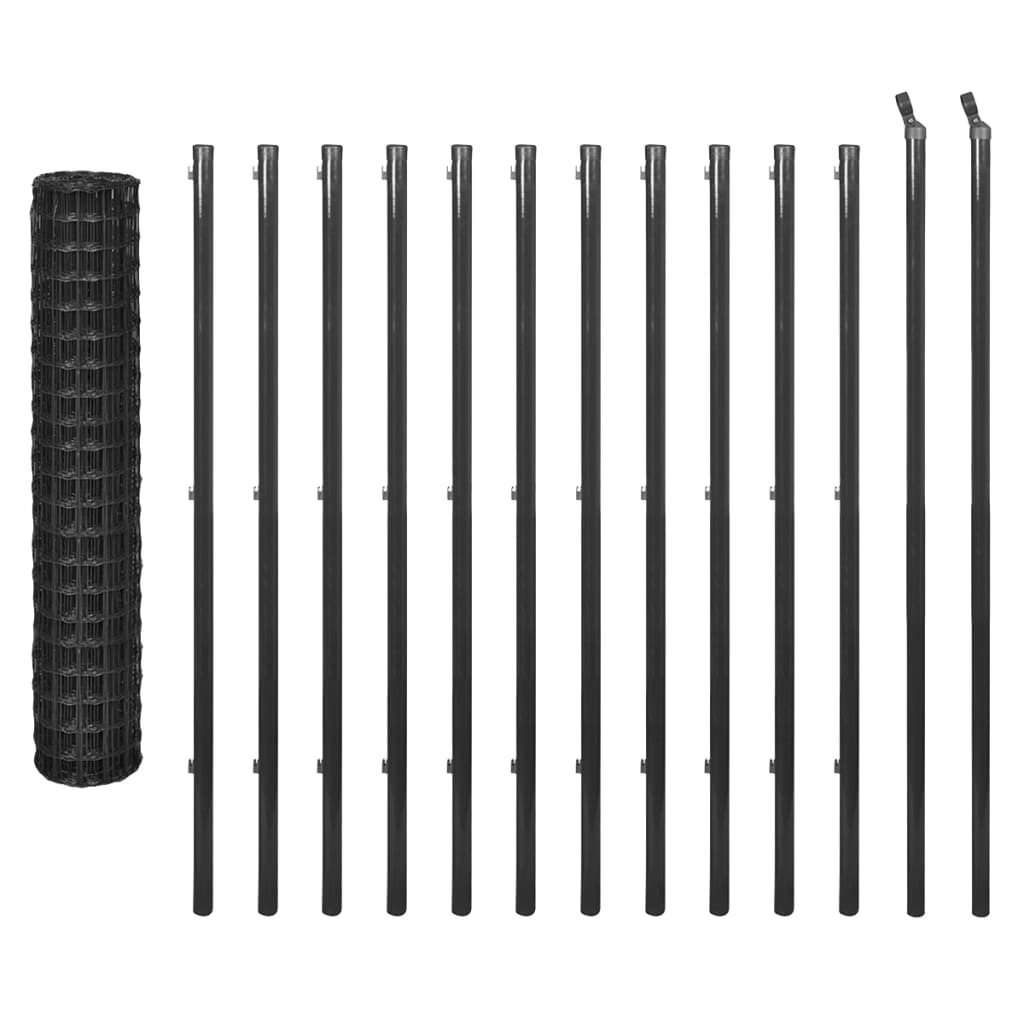Set euro de gard plasa sarma, vidaXL, Otel, 25 x 1.5 m, 1,8 / 2,2 mm, Gri