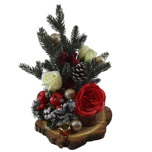 Aanjament pentru Craciun, 30 cm, rosu, flori de sapun