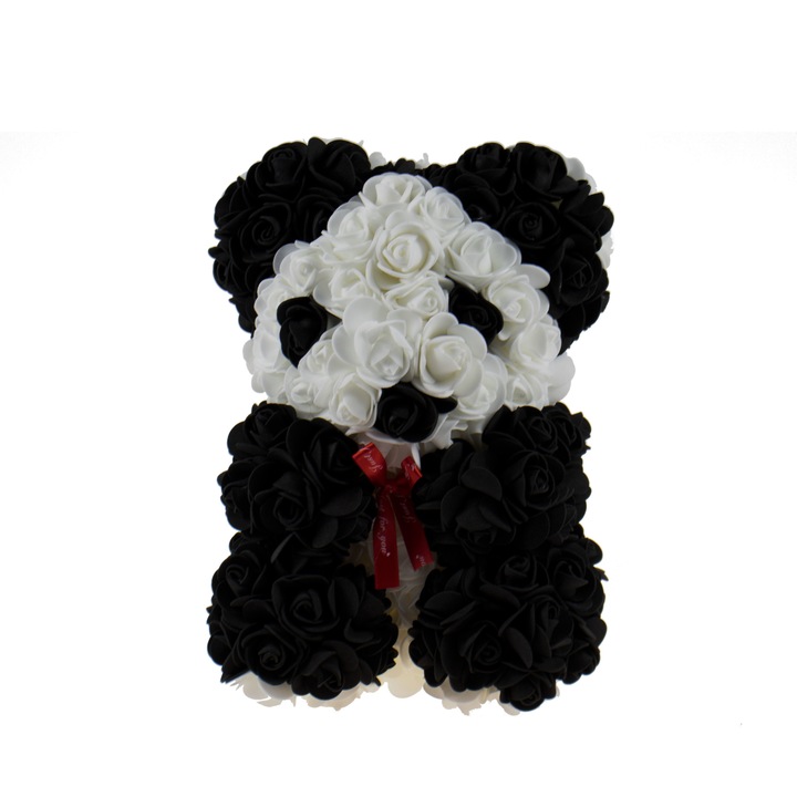 Ursulet panda din trandafiri de spuma, 25 cm, Negru / CD4084-19 Negru