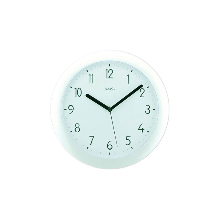 Ceas de perete AMS 5844, Quartz, Alb, Analogic, Modern