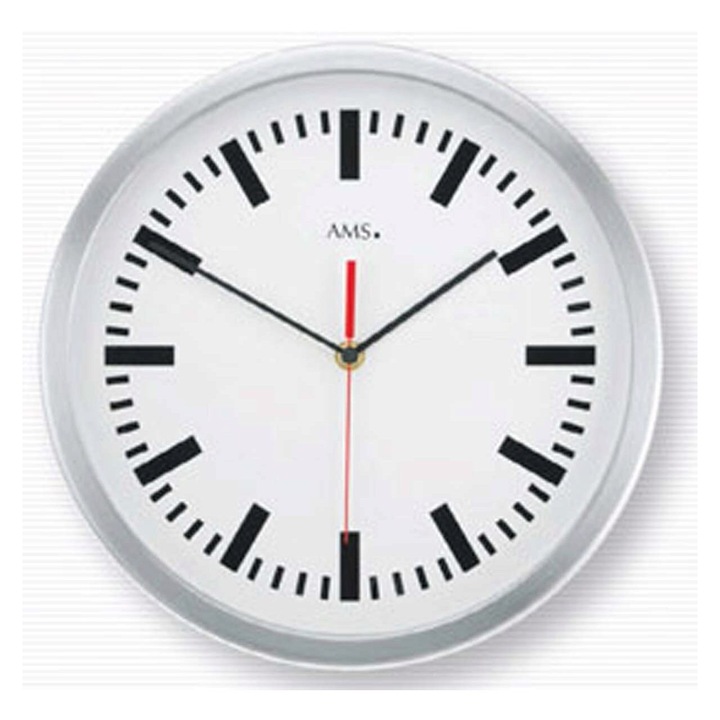 Ceas de perete AMS 5540, Quartz, Alb, Analogic, Modern