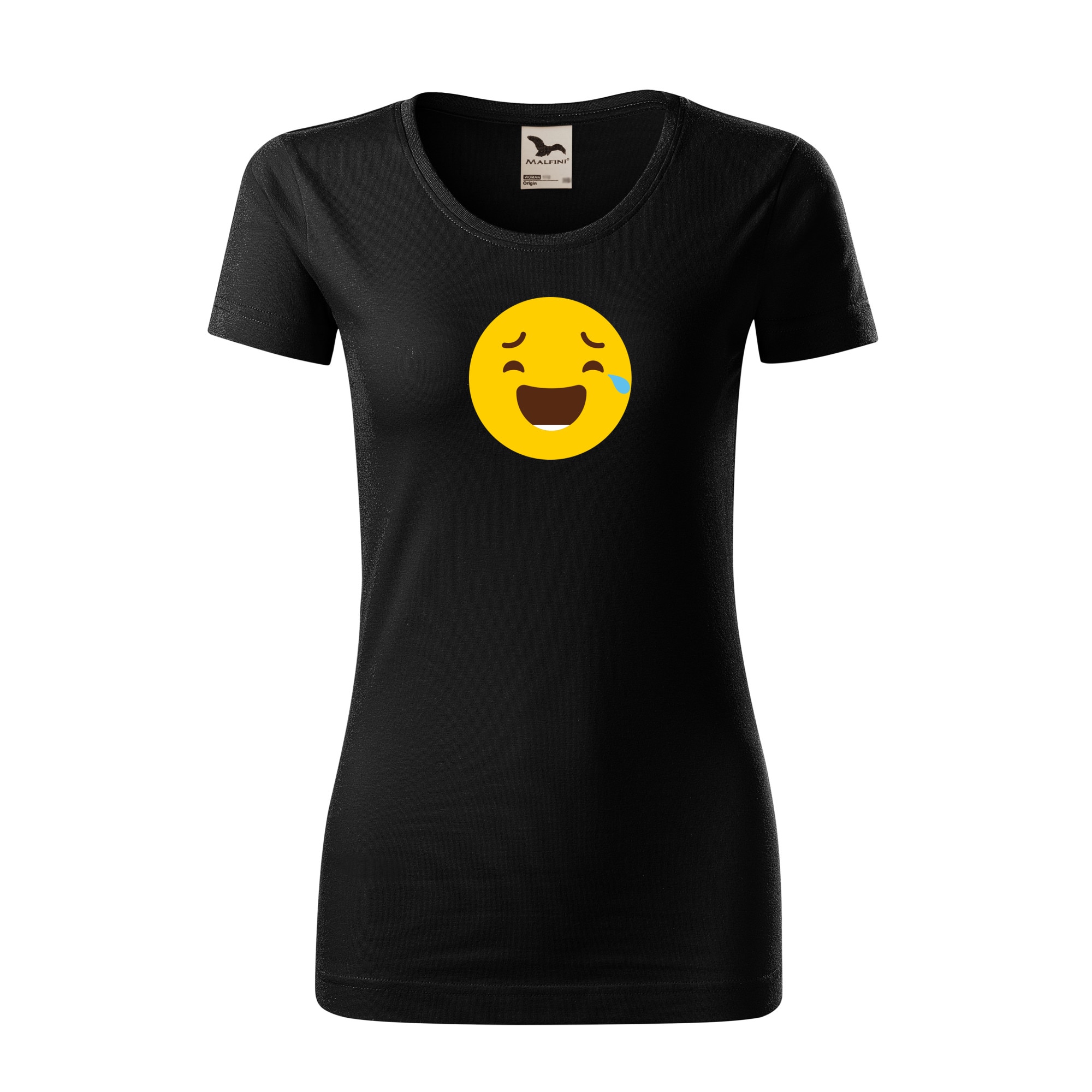 Tricou dama clasic, Malfini, Emoji Laughing with Joy Face, Negru, M
