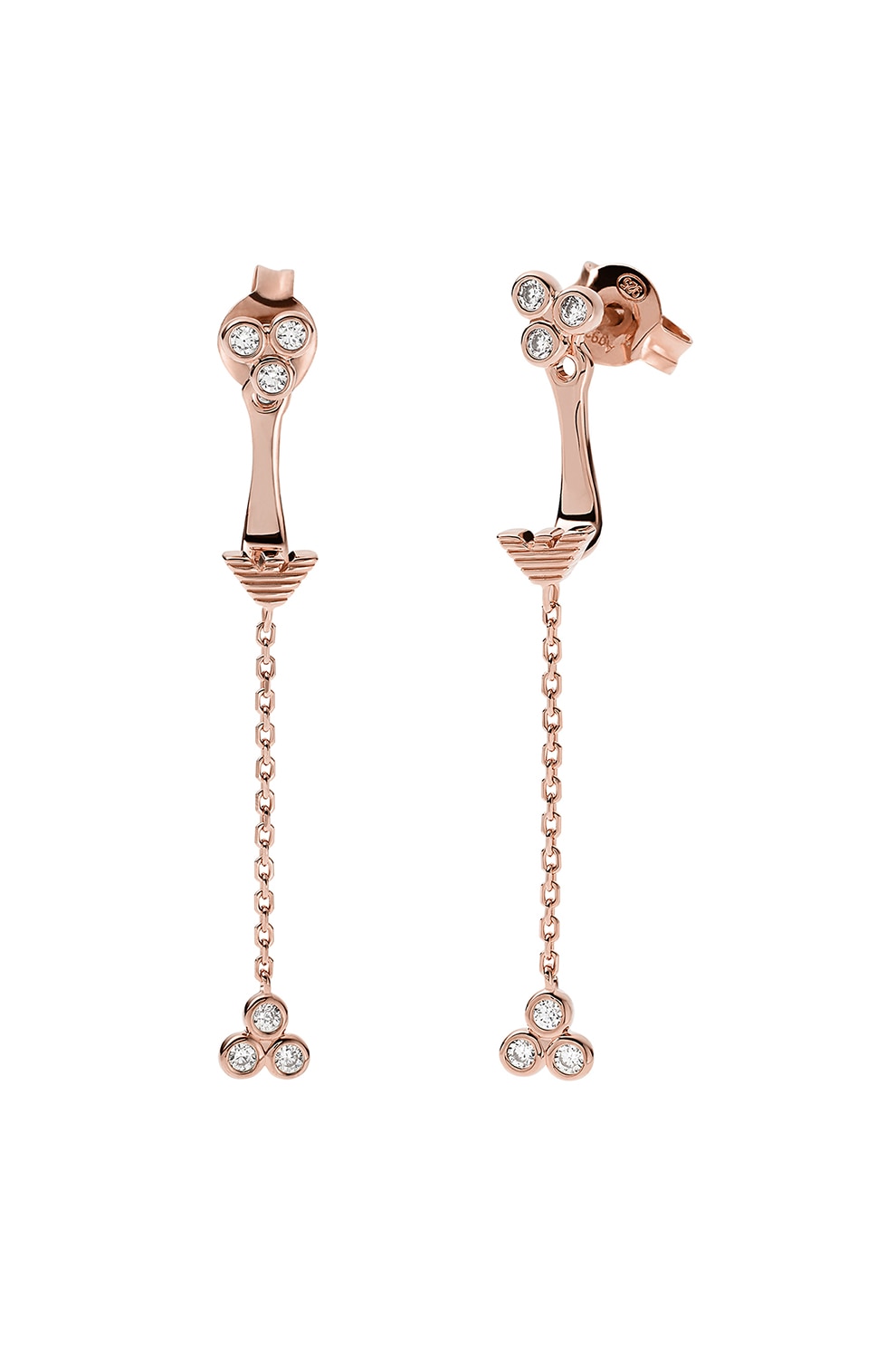 Emporio Armani, Cercei drop din argint veritabil 925, Auriu rose