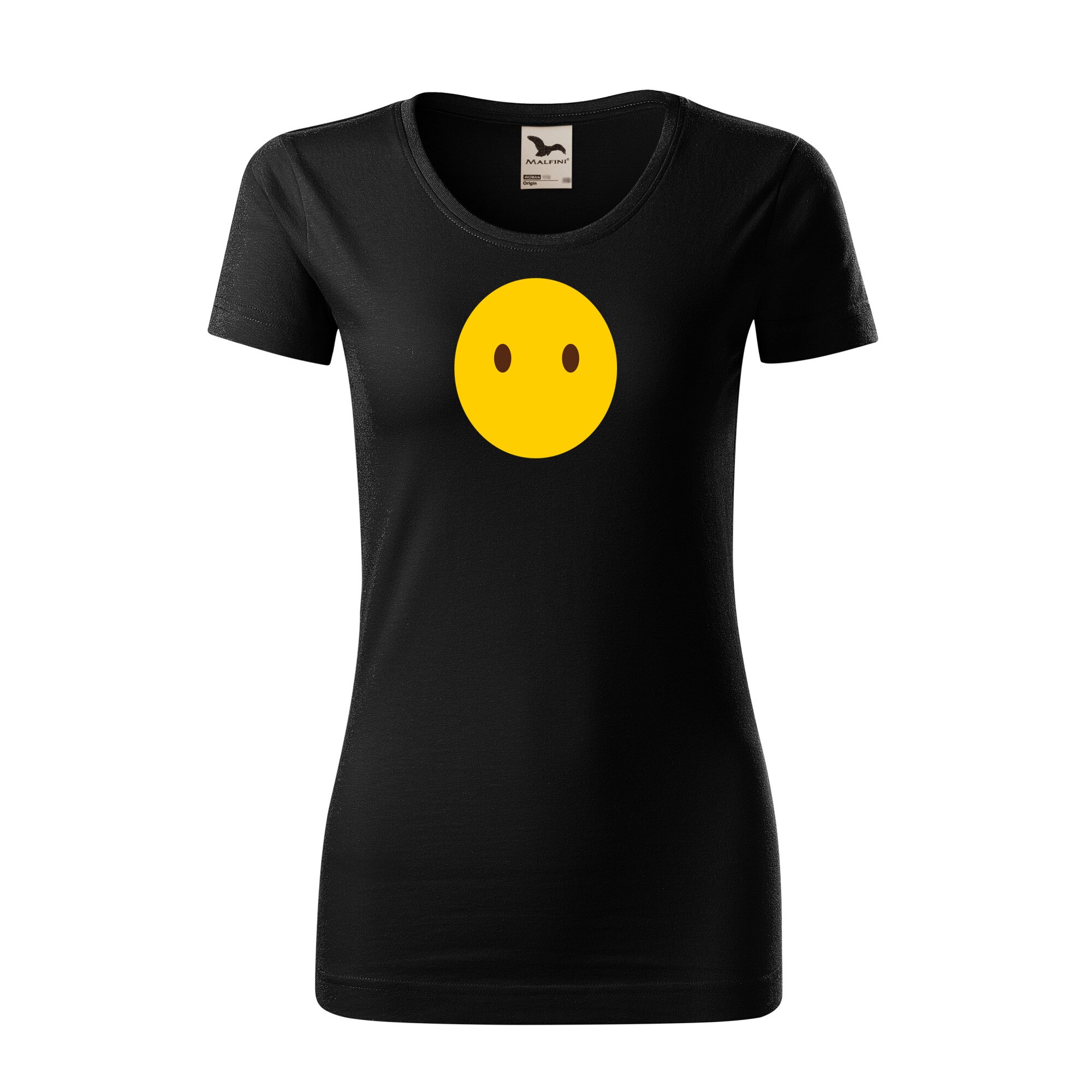 Tricou dama clasic, Malfini, Emoji Silent Face, Negru, M
