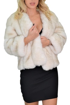 Haina din blana ecologica, de vulpe, Alb Haina din blana ecologica, de vulpe, Alb