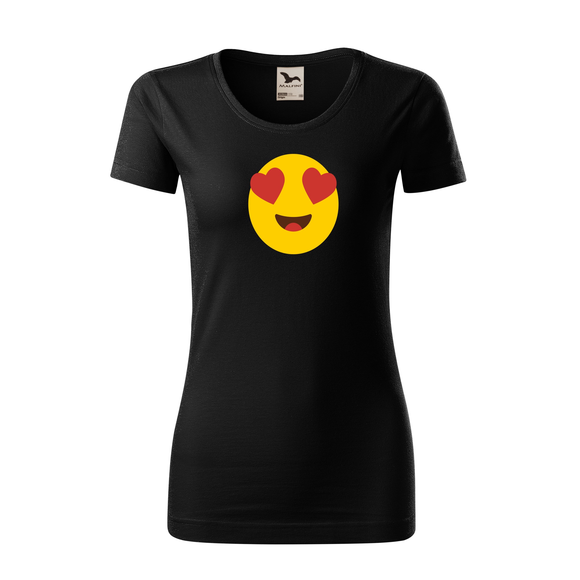 Tricou dama clasic, Malfini, Emoji Heart Eyes Face, Negru, L