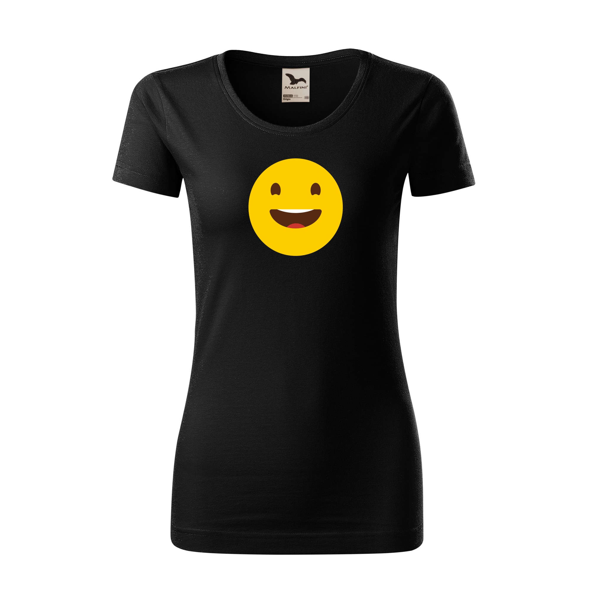 Tricou dama clasic, Malfini, Emoji Smiley Face, Negru, L