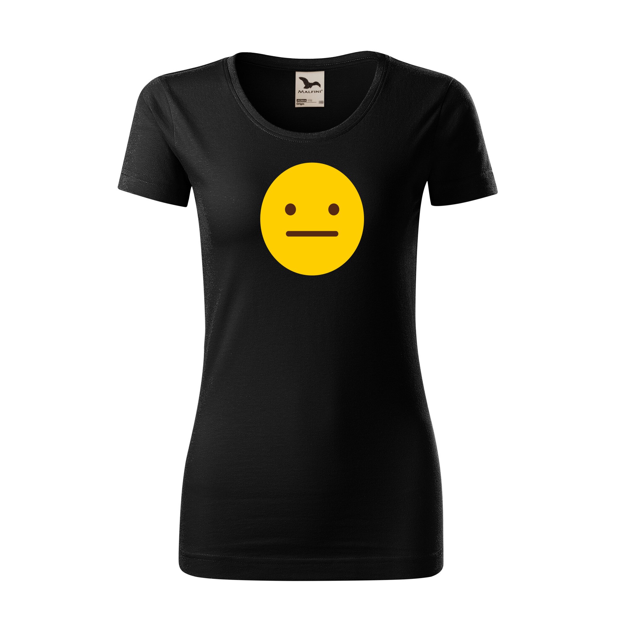 Tricou dama clasic, Malfini, Emoji Poker Face, Negru, L