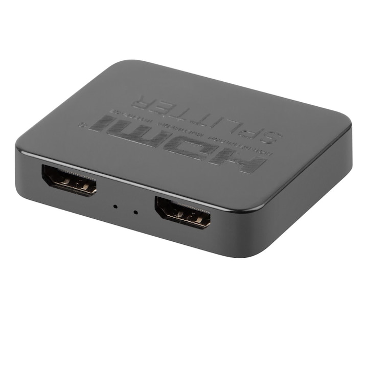 Splitter video Lanberg 42430, o intrare HDMI si 2 porturi de iesire HDMI 4K, 3D, alimentare microUSB 5V 1A, negru