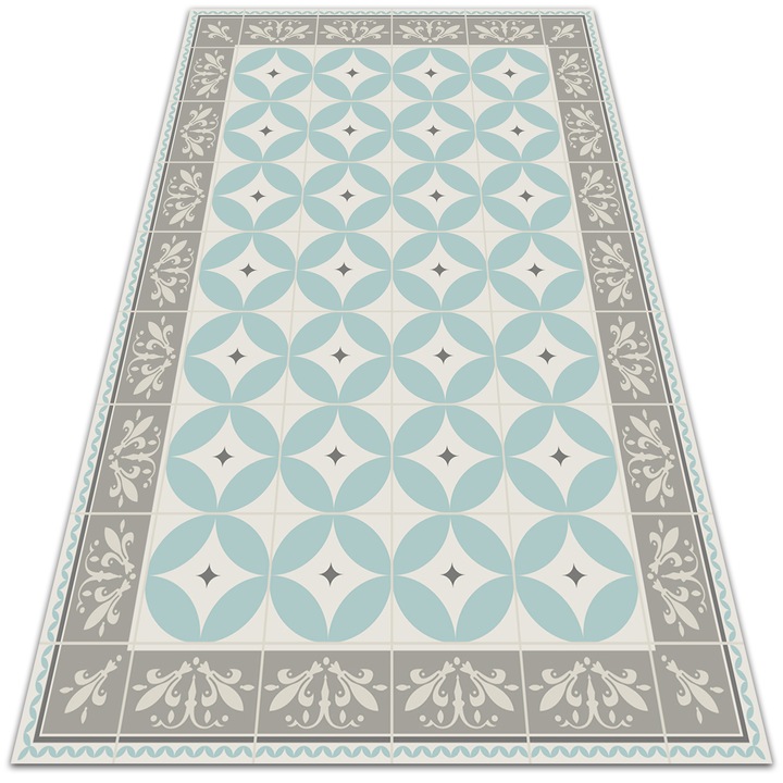 OEM vinyl szőnyeg, teraszra, erkélyre, PVC, Csempe és körök mintás, 60x90cm