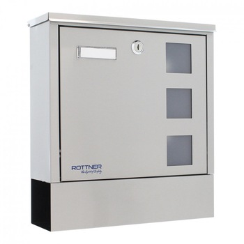 Cutie postala Lago argintiu cu suport ziare 330x305x97 mm Cutie postala Lago argintiu cu suport ziare 330x305x97 mm