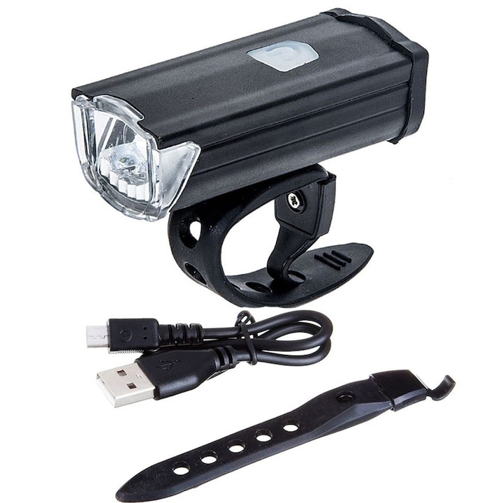 ProCart® LED kerékpárlámpa, 3W-os, újratölthető USB, 3 megvilágítási mód, 550 mAh, 100 lm, alumínium, IPX4