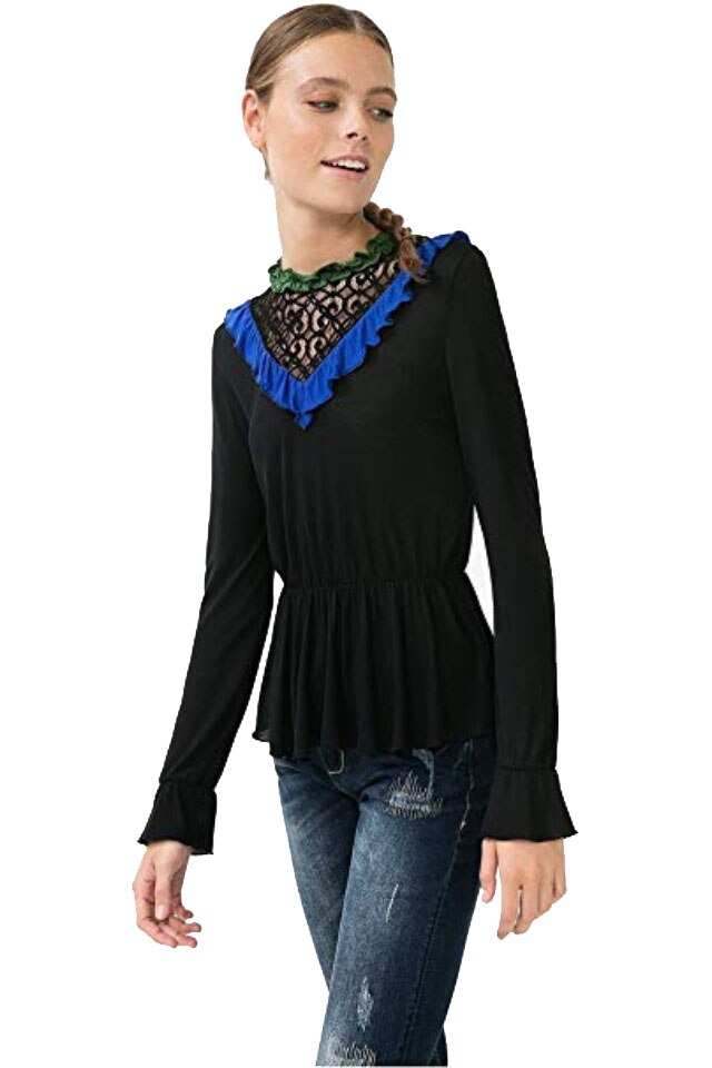 Bluza Casual, Desigual, M, Negru / Albastru
