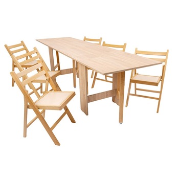 Set masa plianta de 12 persoane cu 6 scaune pliante 274x50x78 cm, stejar sonoma Set masa plianta de 12 persoane cu 6 scaune pliante 274x50x78 cm, stejar sonoma