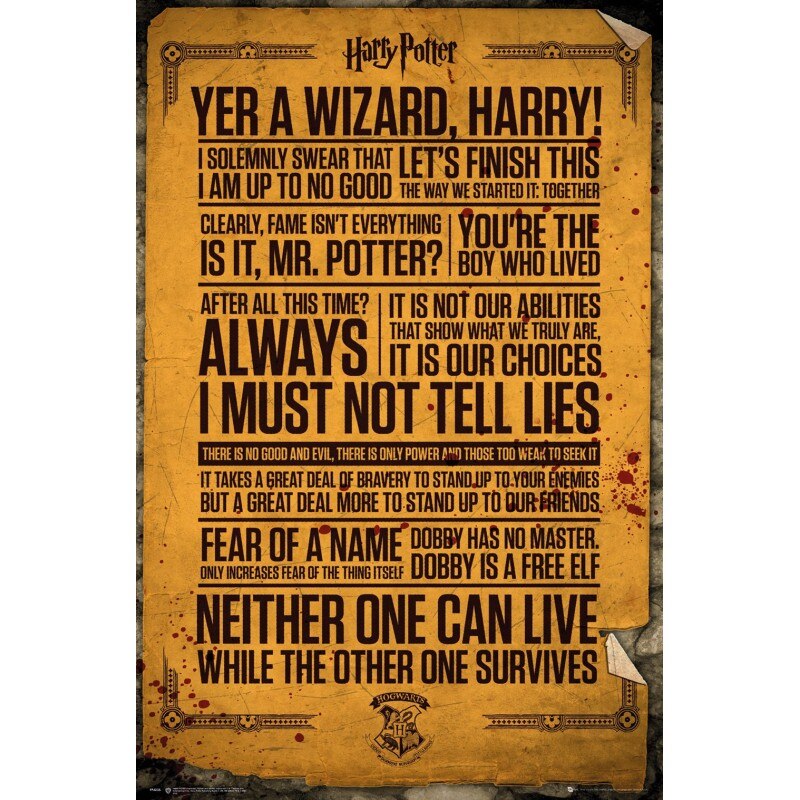 Poster Harry Potter Quotes , 61x91.5cm, Negru