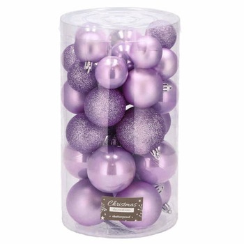 Set 30 globuri de Craciun violet, diverse dimensiuni Set 30 globuri de Craciun violet, diverse dimensiuni