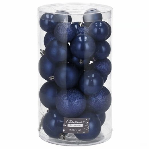 Set 30 globuri de Craciun bleumaren, diverse dimensiuni