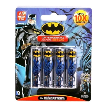 Set 4 baterii alcaline Kids Battery AA R6 Batman Set 4 baterii alcaline Kids Battery AA R6 Batman