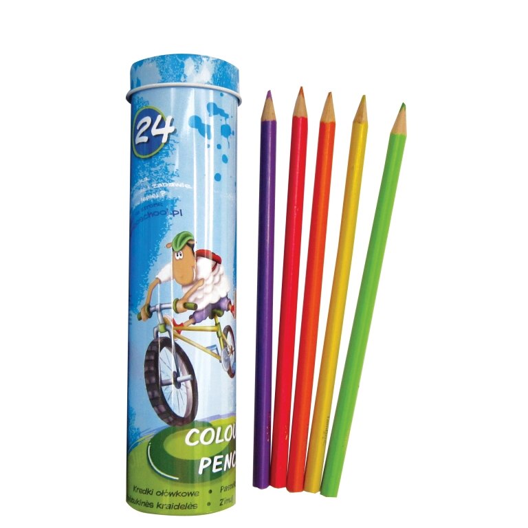 Set creioane colorate Lambo, in cutie metalica, 24 culori