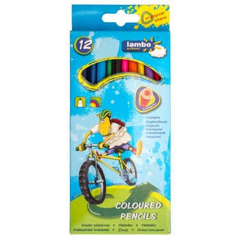 Set creioane colorate Lambo, triunghiulare, 12 culori Set creioane colorate Lambo, triunghiulare, 12 culori