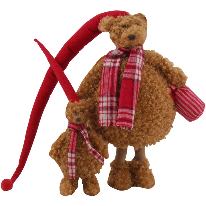 Ursuleti Teddy, maro, rosu, 39 cm.