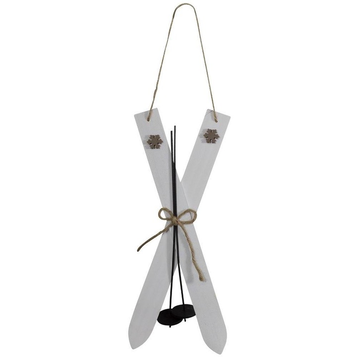 Decoratiune schiuri lemn, gri, 40 cm.