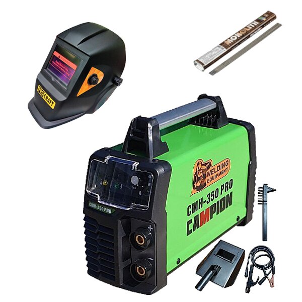 Set Aparat sudura-invertor Campion 350 Ah + Masca sudura Procraft + Electrozi Monolith 2.5kg