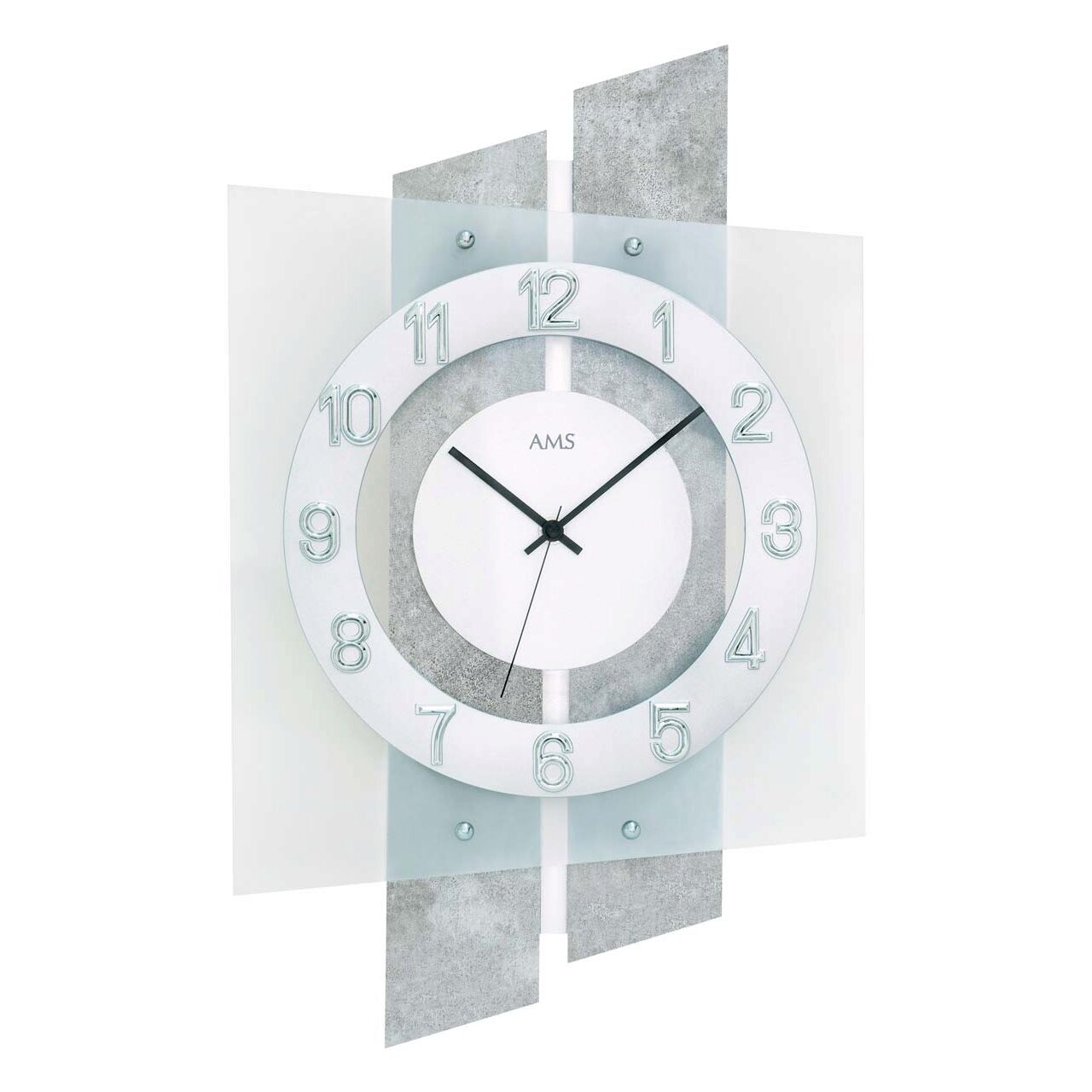 Ceas de perete AMS 5532, Quartz, Alb, Analogic, Modern