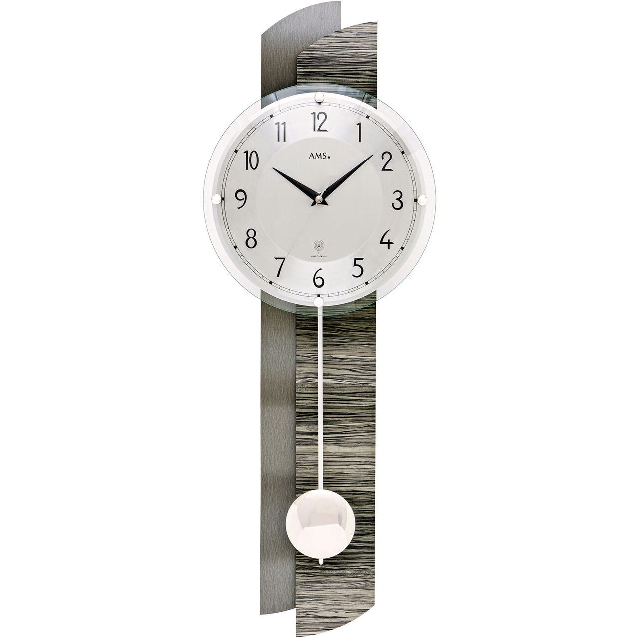 Ceas de perete AMS 5323, Quartz, Argintiu, Analogic, Modern