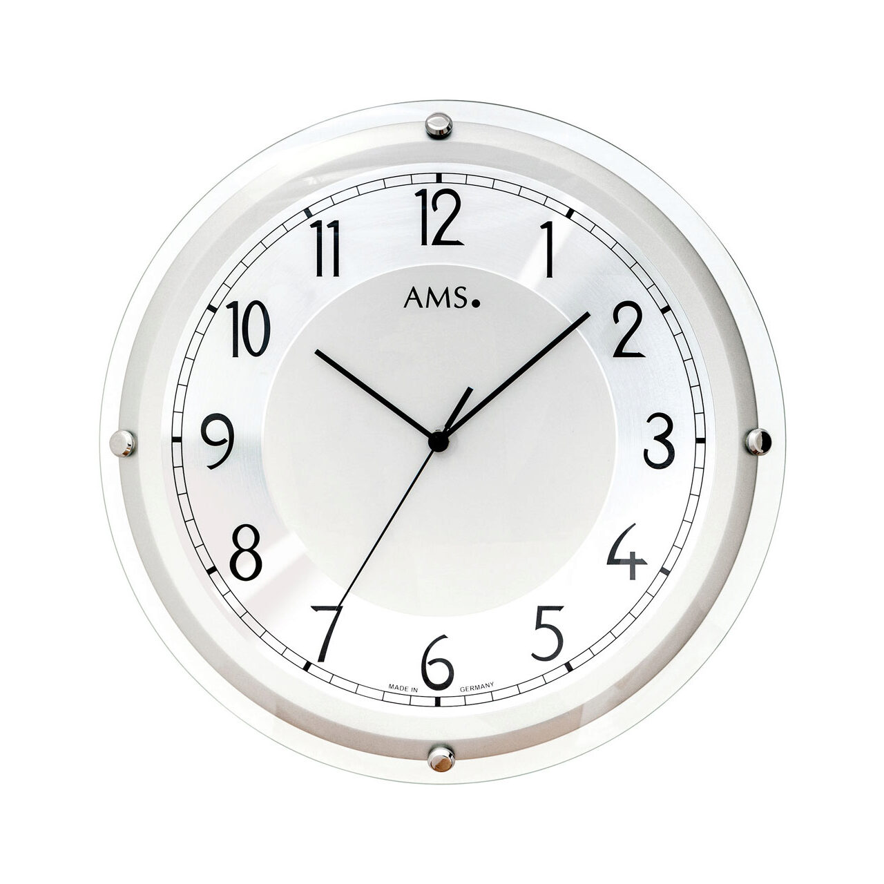 Ceas de perete AMS 5542, Quartz, Argintiu, Analogic, Modern