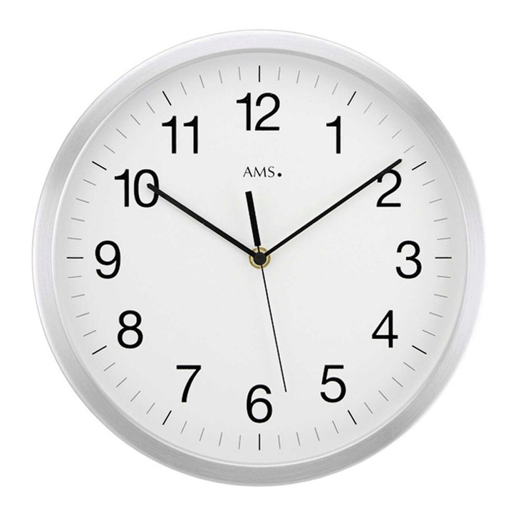 Ceas de perete AMS 5541, Quartz, Alb, Analogic, Modern