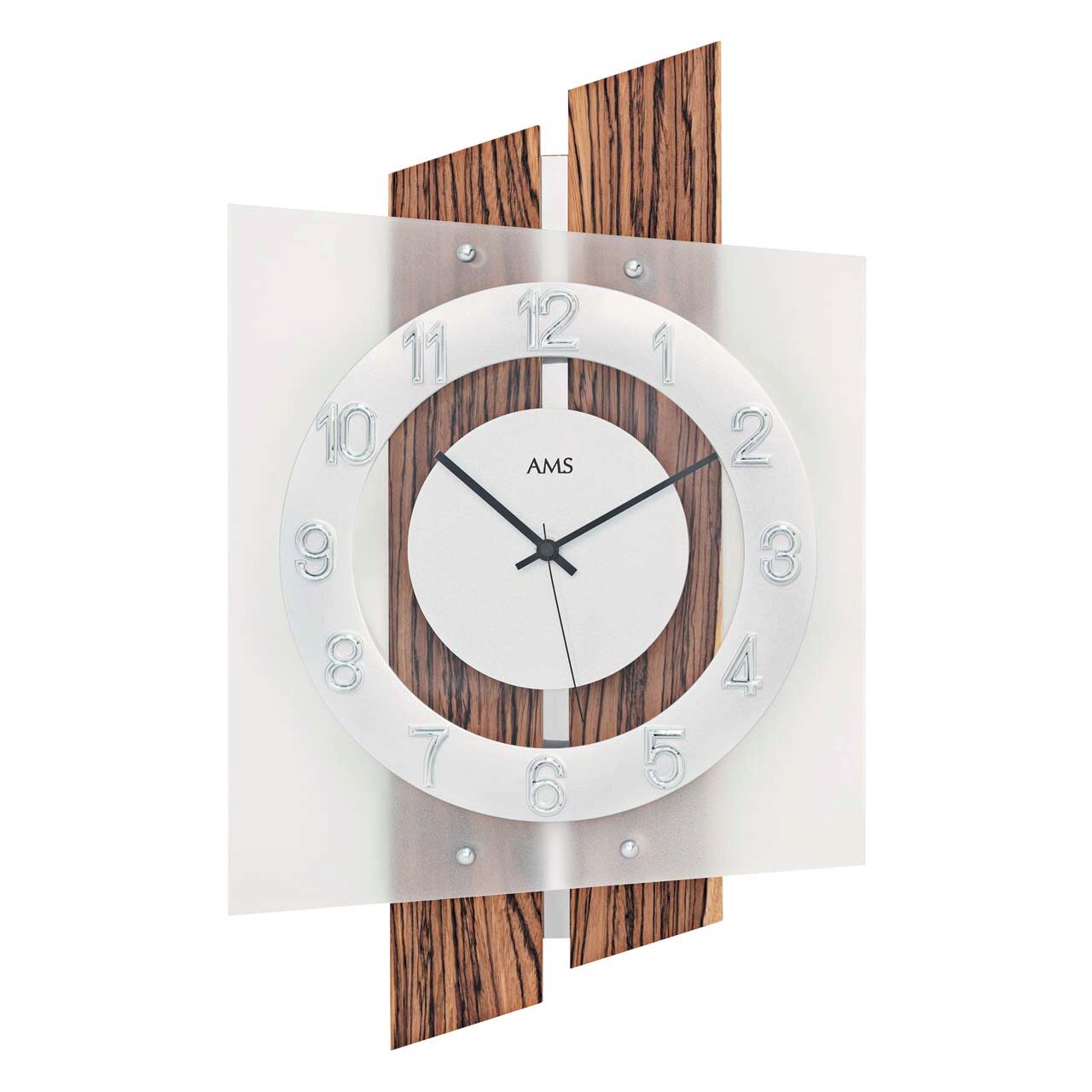 Ceas de perete AMS 5531, Quartz, Alb, Analogic, Modern