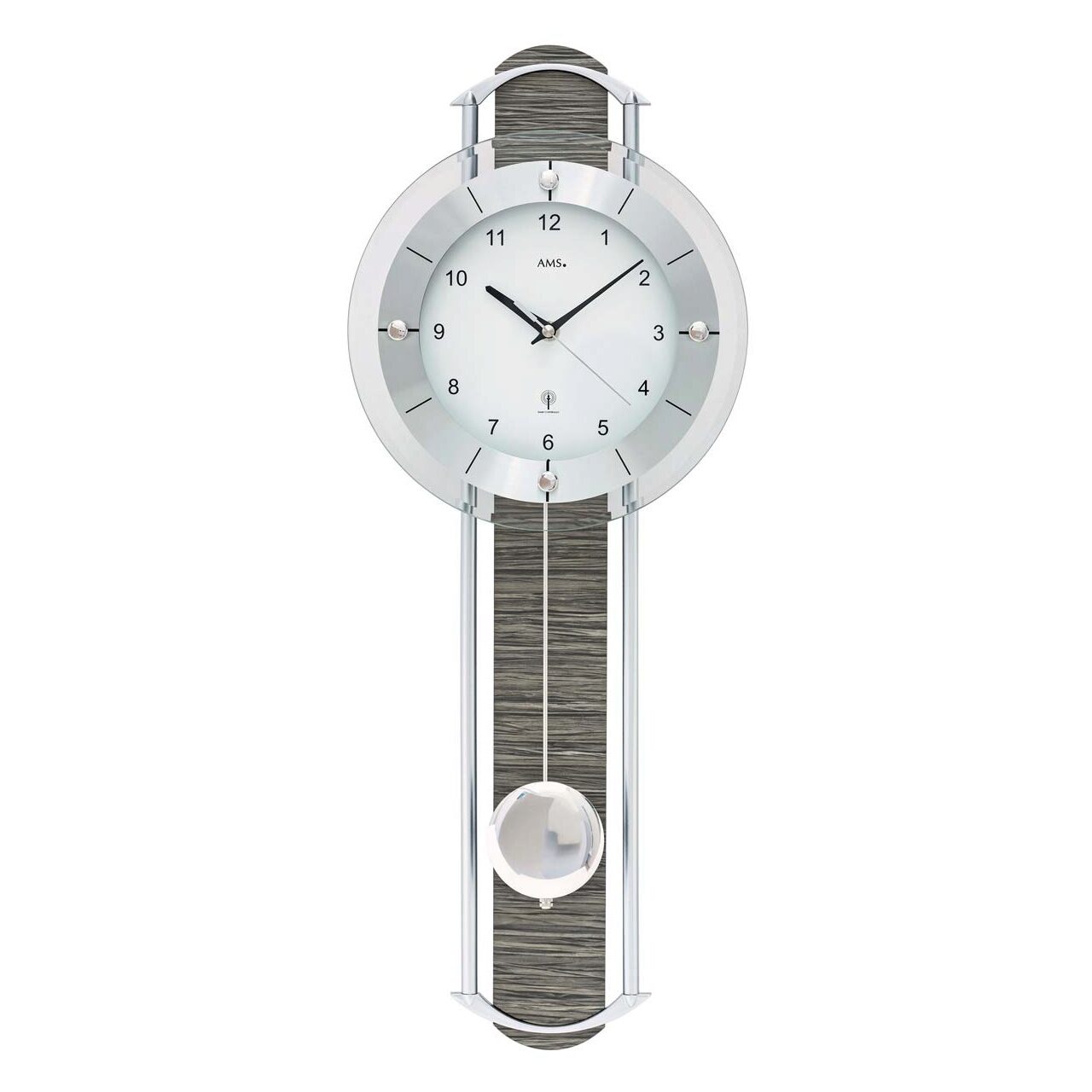 Ceas de perete AMS 5304, Quartz, Alb, Analogic, Modern