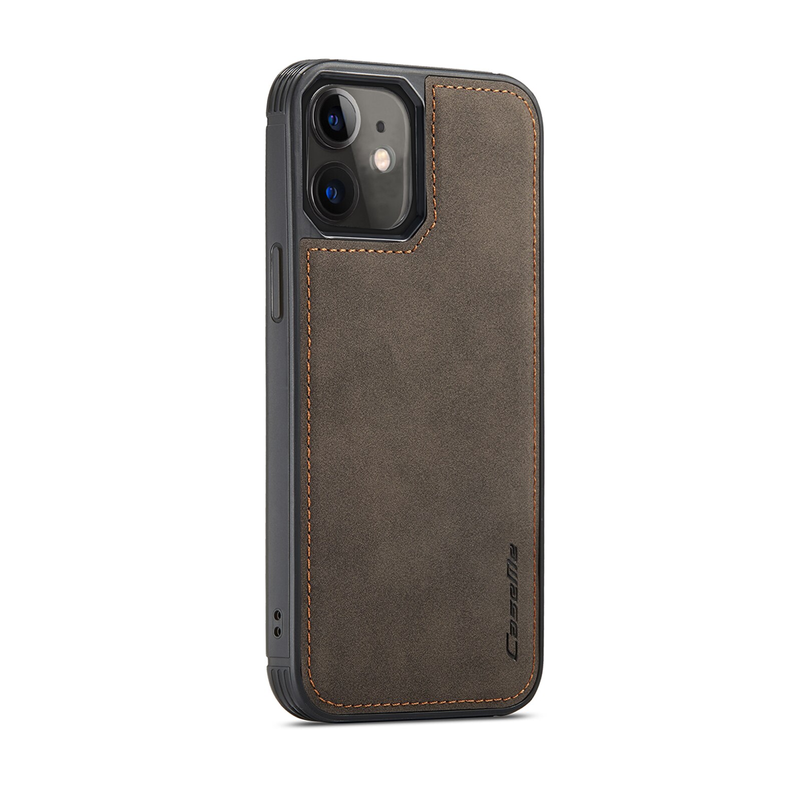 Husa iPhone 12 Mini, CaseMe, slim piele, tip back cover, textura catifelata, Maro coffee