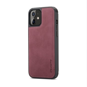 Husa iPhone 12 Mini, CaseMe, slim piele, tip back cover, textura catifelata, Visiniu Husa iPhone 12 Mini, CaseMe, slim piele, tip back cover, textura catifelata, Visiniu