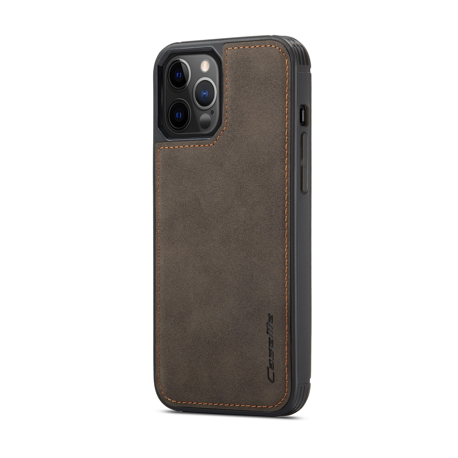 Husa iPhone 12 Pro Max, CaseMe, slim piele, tip back cover, textura catifelata, Maro coffee