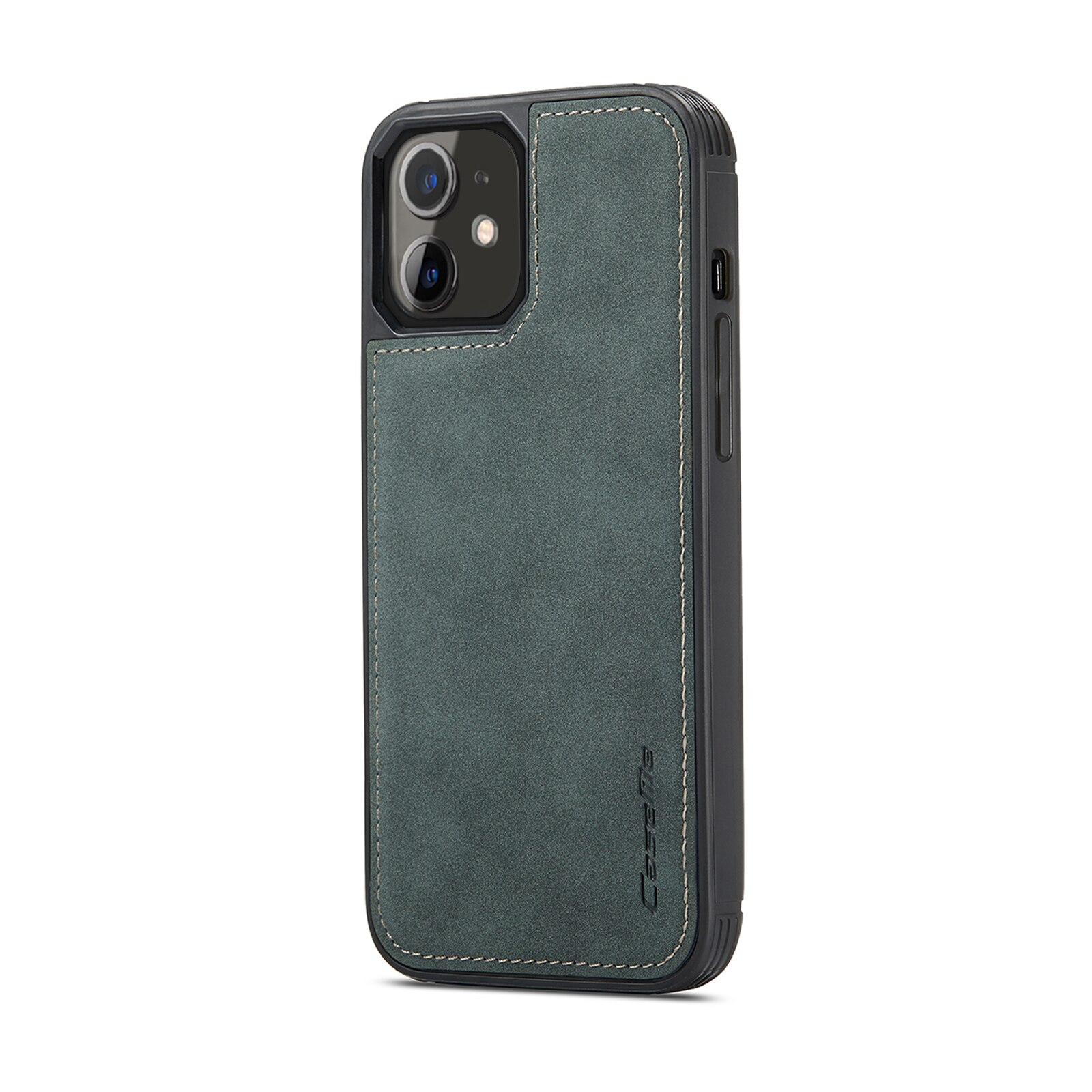 Husa iPhone 12 Mini, CaseMe, slim piele, tip back cover, textura catifelata, Verde