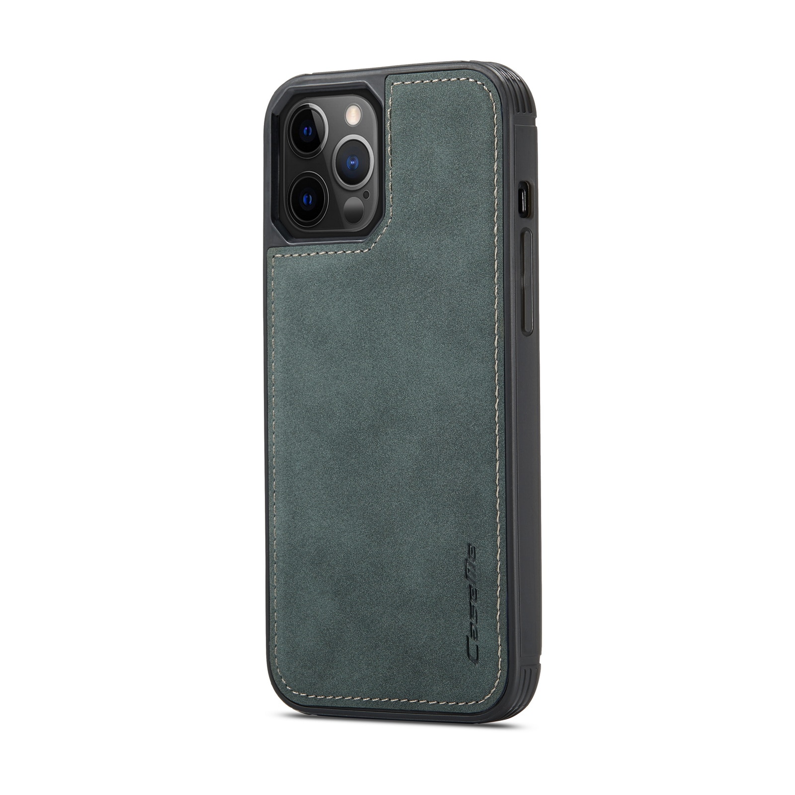 Husa iPhone 12 Pro / iPhone 12, CaseMe, slim piele, tip back cover, textura catifelata, Verde