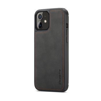 Husa iPhone 12 Mini, CaseMe, slim piele, tip back cover, textura catifelata, Negru Husa iPhone 12 Mini, CaseMe, slim piele, tip back cover, textura catifelata, Negru