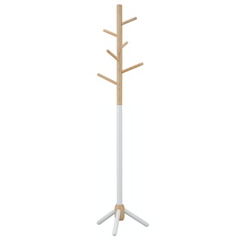 Cuier hol YANA, tip pomcu 6 agatatori, metal alb + natur, 325 x 325 x 1340 mm Cuier hol YANA, tip pomcu 6 agatatori, metal alb + natur, 325 x 325 x 1340 mm