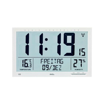 Ceas de perete AMS 5887, Quartz, Gri, Digital, Modern Ceas de perete AMS 5887, Quartz, Gri, Digital, Modern