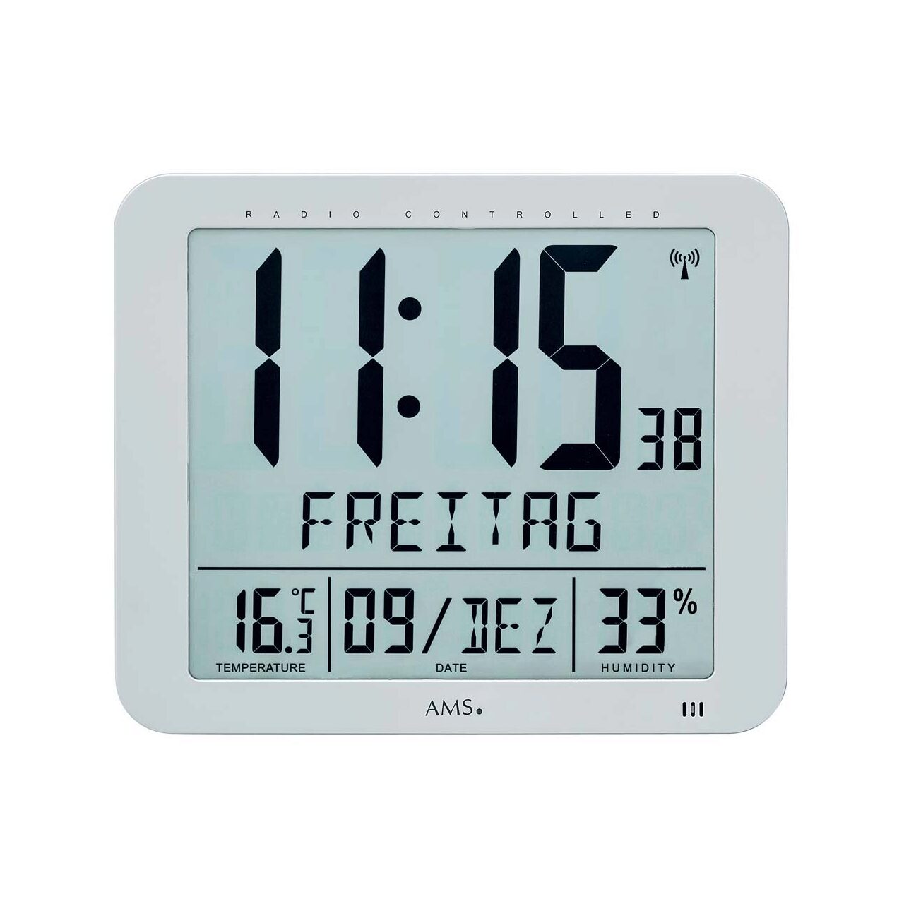 Ceas de perete AMS 5884, Quartz, Gri, Analog, Modern